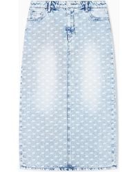 ARMANI EXCHANGE - High-Waisted Five-Pocket Denim Skirt With An Allover Print - Lyst