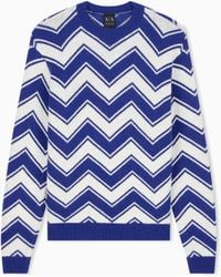 ARMANI EXCHANGE - Jersey De Lana Virgen Con Cuello Redondo Y Motivo Zigzag - Lyst