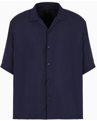 Armani Exchange - Boxy Fit Shirt With Short Sleeves In Viscose - Lyst
