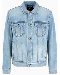 Armani Exchange - Giacca In Denim Effetto Used - Lyst