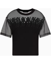 ARMANI EXCHANGE - T-Shirt With Transparent Insert - Lyst