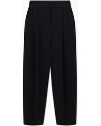 ARMANI EXCHANGE - Stretch Trousers With High Waist And Pleats Icon Patch - Lyst