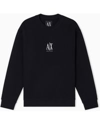 ARMANI EXCHANGE - Sudadera De Algodón Elástico Con Cuello Redondo Icon - Lyst