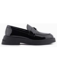 ARMANI EXCHANGE - Patent Leather Loafers With Logo - Lyst