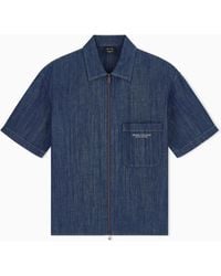 ARMANI EXCHANGE - Oversized Shirt Denim Washed Cotton - Lyst