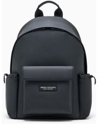 ARMANI EXCHANGE - Smooth Backpack With A Front Logo Patch And Zip Pockets - Lyst