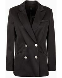 Armani Exchange - Double Breasted Satin Fabric Blazer - Lyst