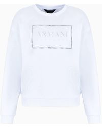 Armani Exchange - Crew-neck Sweatshirt With Logo Print In Asv Organic Cotton - Lyst