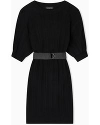 ARMANI EXCHANGE - Abito Midi A Coste Con Cintura - Lyst