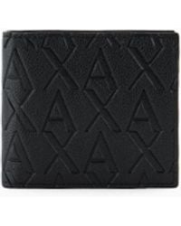 ARMANI EXCHANGE - Bi-Fold Wallet With An Embossed Logo Pattern And Card Slots - Lyst