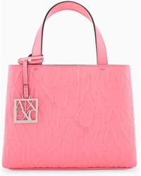 Armani Exchange - Shopper With All-over Embossed Logo Lettering - Lyst
