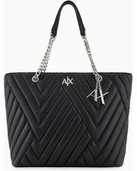 Armani Exchange - Shopper With Double Handles In Chain And Fabric - Lyst