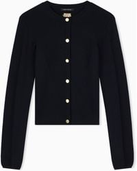 ARMANI EXCHANGE - Regular Fit Cardigan Knitted Recycled Viscose And Nylon - Lyst