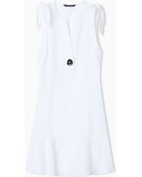 ARMANI EXCHANGE - Short Linen Poplin Dress With Button And Bows - Lyst