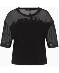 Emporio Armani - Cropped T-shirt In Asv Organic Cotton - Lyst
