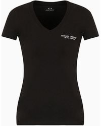 Armani Exchange - T-shirt slim fit scollo a V in jersey di cotone - Lyst