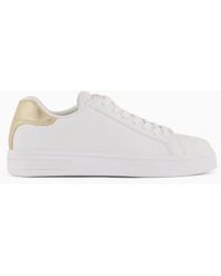 ARMANI EXCHANGE - Low-Top Sneakers With Embossed Pattern And Contrast Heel - Lyst