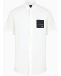 Armani Exchange - Regular Fit Short-sleeved Shirt In Asv Organic Cotton With Patch - Lyst