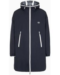 Armani Exchange - Caban Coat In Stretch Fabric With Logo Tape - Lyst