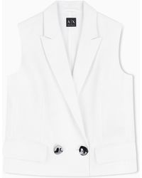 ARMANI EXCHANGE - Double-Breasted Linen Twill Waistcoat - Lyst