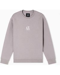 ARMANI EXCHANGE - Cotton Crewneck Sweatshirt With Embroidered Logo Icon - Lyst