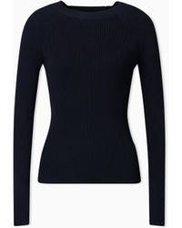 ARMANI EXCHANGE - Round-Neck Sweater With Raglan Sleeves - Lyst
