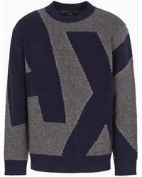 ARMANI EXCHANGE - Asv Wool Blend Logo Crewneck Sweater - Lyst