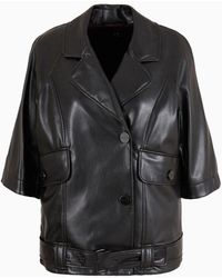 Armani Exchange - Short-sleeved Faux Leather Jacket - Lyst