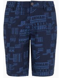 Armani Exchange - Shorts In Gabardine Di Cotone Fantasia Camouflage - Lyst