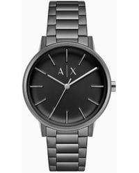 Armani Exchange - Reloj De Acero Inoxidable En Gris Oscuro Con Tres Manecillas - Lyst