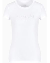 Armani Exchange - Slim Fit T-shirt In Asv Stretch Organic Cotton With Glitter Logo - Lyst