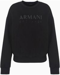 Emporio Armani - Crew-neck Sweatshirt With Tonal Logo In Scuba Fabric - Lyst