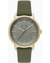 ARMANI EXCHANGE - Three-Hand Leather Watch - Lyst