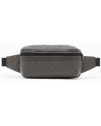 ARMANI EXCHANGE - Leather Belt Bag With Embossed Logo And Zip Closure - Lyst