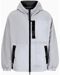 Armani Exchange - Windbreaker With Hood With Taped Tape - Lyst