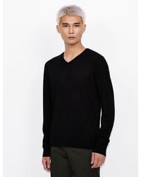 Armani Exchange Sweater In Pure Virgin Wool - Black