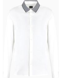 ARMANI EXCHANGE - Chemise Slim Fit En Coton Stretch Avec Col Contrasté - Lyst