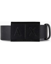 ARMANI EXCHANGE - Textured Leather Belt With An Embossed Logo Buckle - Lyst