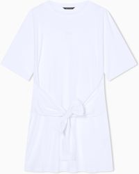 ARMANI EXCHANGE - Short Cotton Jersey Dress With Side Knot - Lyst