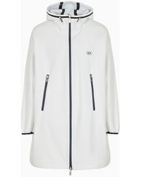 Armani Exchange - Caban Coat In Stretch Fabric With Logo Tape - Lyst