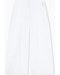 ARMANI EXCHANGE - Cotton Twill Palazzo Trousers - Lyst