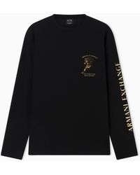 ARMANI EXCHANGE - Long-Sleeved Mercerized Cotton Jersey T-Shirt With Horse - Lyst