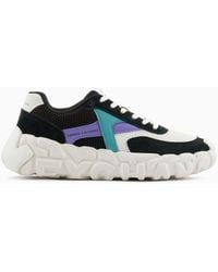 Armani Exchange - Chunky Leather Sneakers With A Mix Of Colors - Lyst