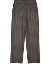 ARMANI EXCHANGE - Regular Fit Trousers Plaid Virgin Wool Blend - Lyst