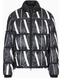 ARMANI EXCHANGE - Full Zip Down Jacket With Logo Print - Lyst