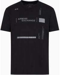 ARMANI EXCHANGE - Asv Organic Cotton V-Neck Slim Fit T-Shirt With Multi Prints - Lyst