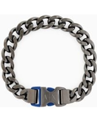 ARMANI EXCHANGE - Gunmetal Stainless Steel Chain Bracelet - Lyst