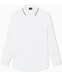 ARMANI EXCHANGE - Stretch Cotton Shirt With Contrasting Profiles - Lyst