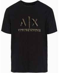 Armani Exchange - Regular Fit T-shirt In Mercerized Cotton With Flocked Logo - Lyst