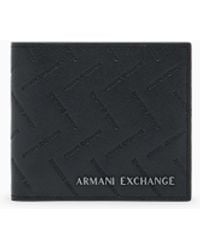ARMANI EXCHANGE - Leather Bifold Wallet With An Embossed Diagonal Pattern - Lyst